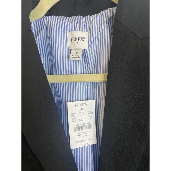 J.Crew Women’s Black Cotton-Blend Blazer Size 4 | NWT Two-Button Workwear Jacket - Picture 5 of 11